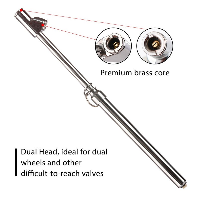CZC AUTO Tire Pressure Gauge, Straight-on Foot Dual Head Chucks Auto Service Gage, Heavy Duty Air Gauge 10-150PSI 100-1000KPa for Car Truck RV Van (5 Packs, Silver) - Image 2
